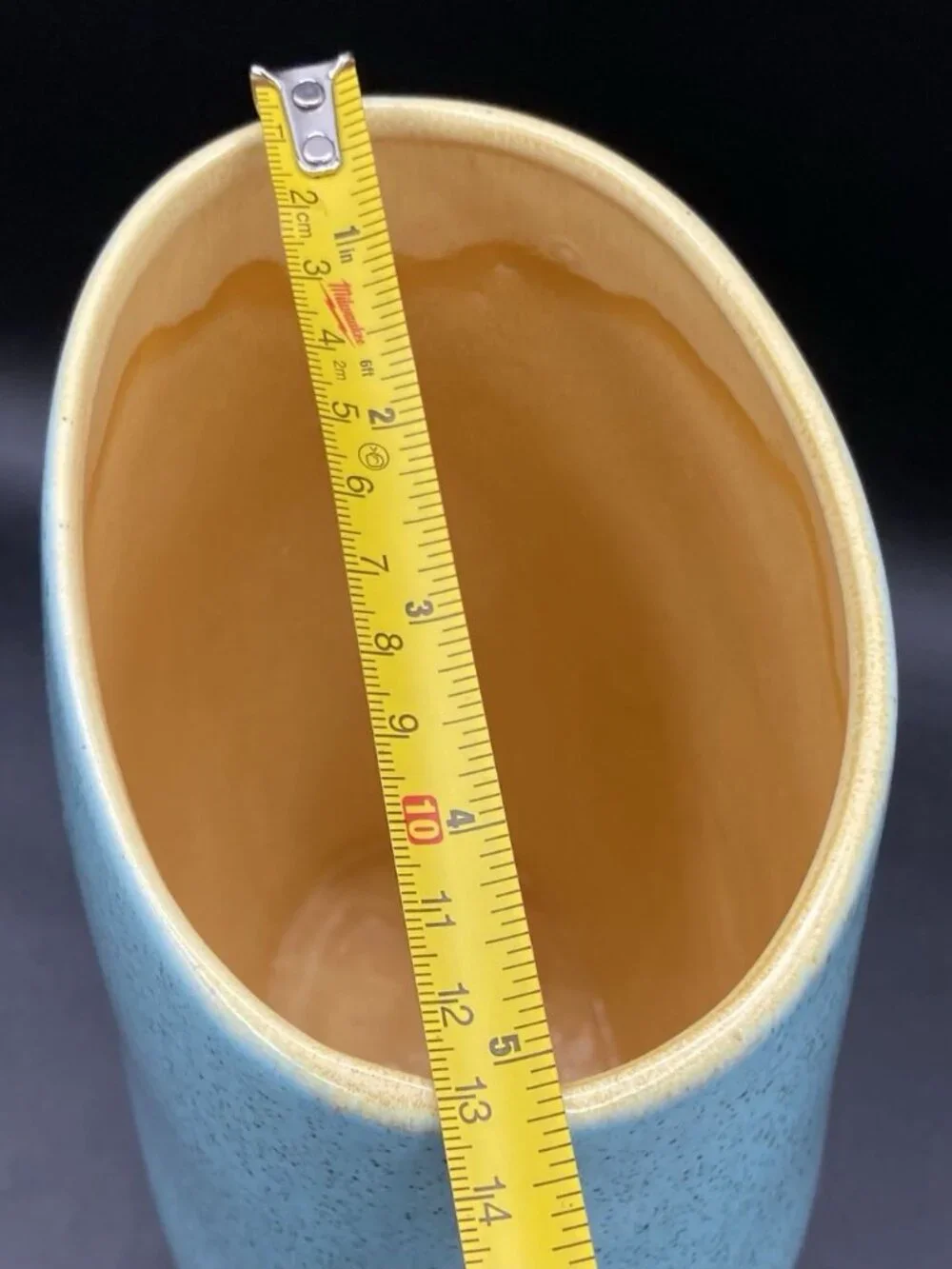 Red Wing Pottery M-1500 Charles Murphy Vase Robin’s Egg Blue Tangerine Inside